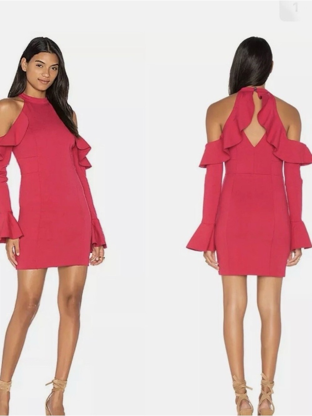 NWT Free People Sweet Talk Cold-Shoulder Ruffle Mini Dress